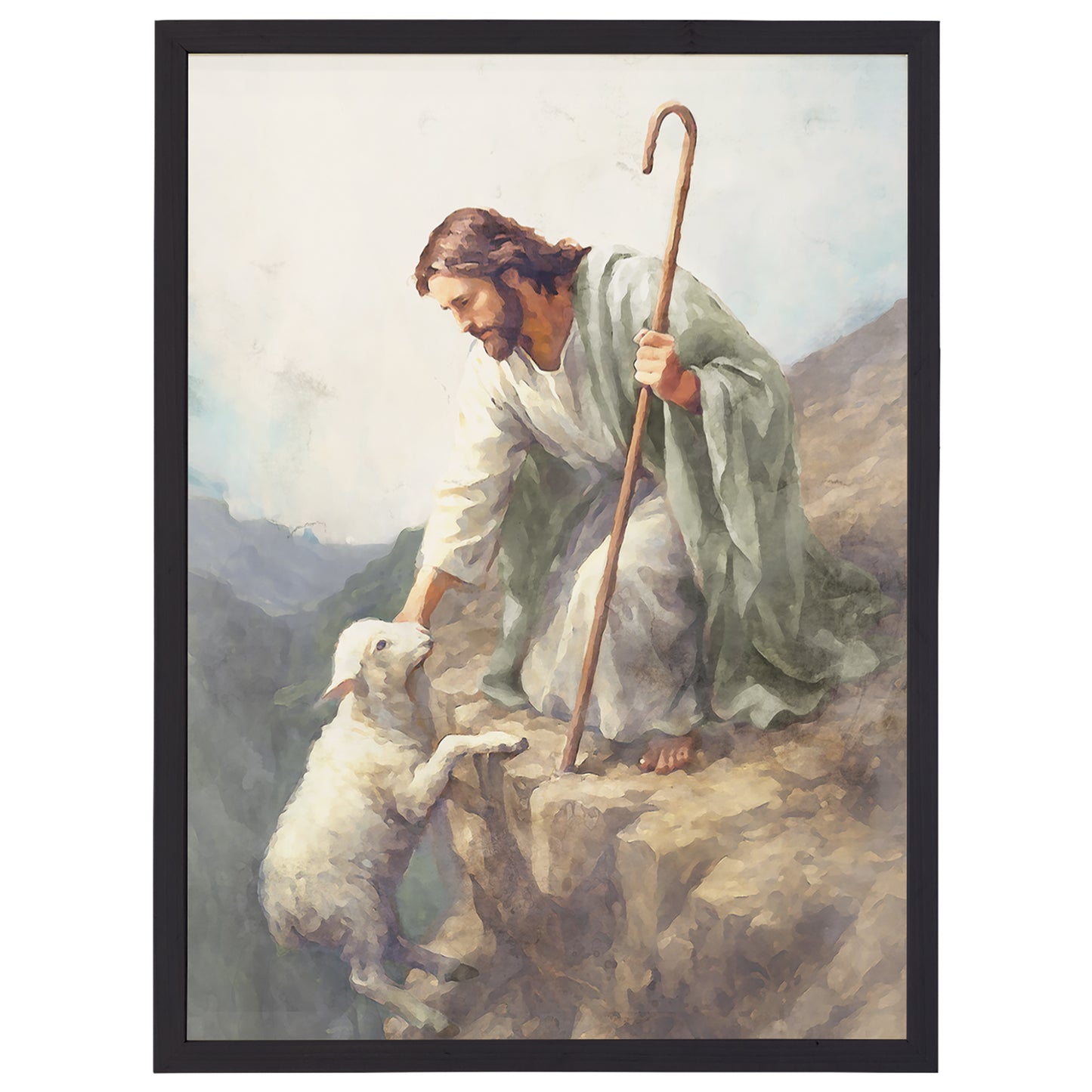 Jesus Helps the Lamb On a Cliff Wall Art 18x24