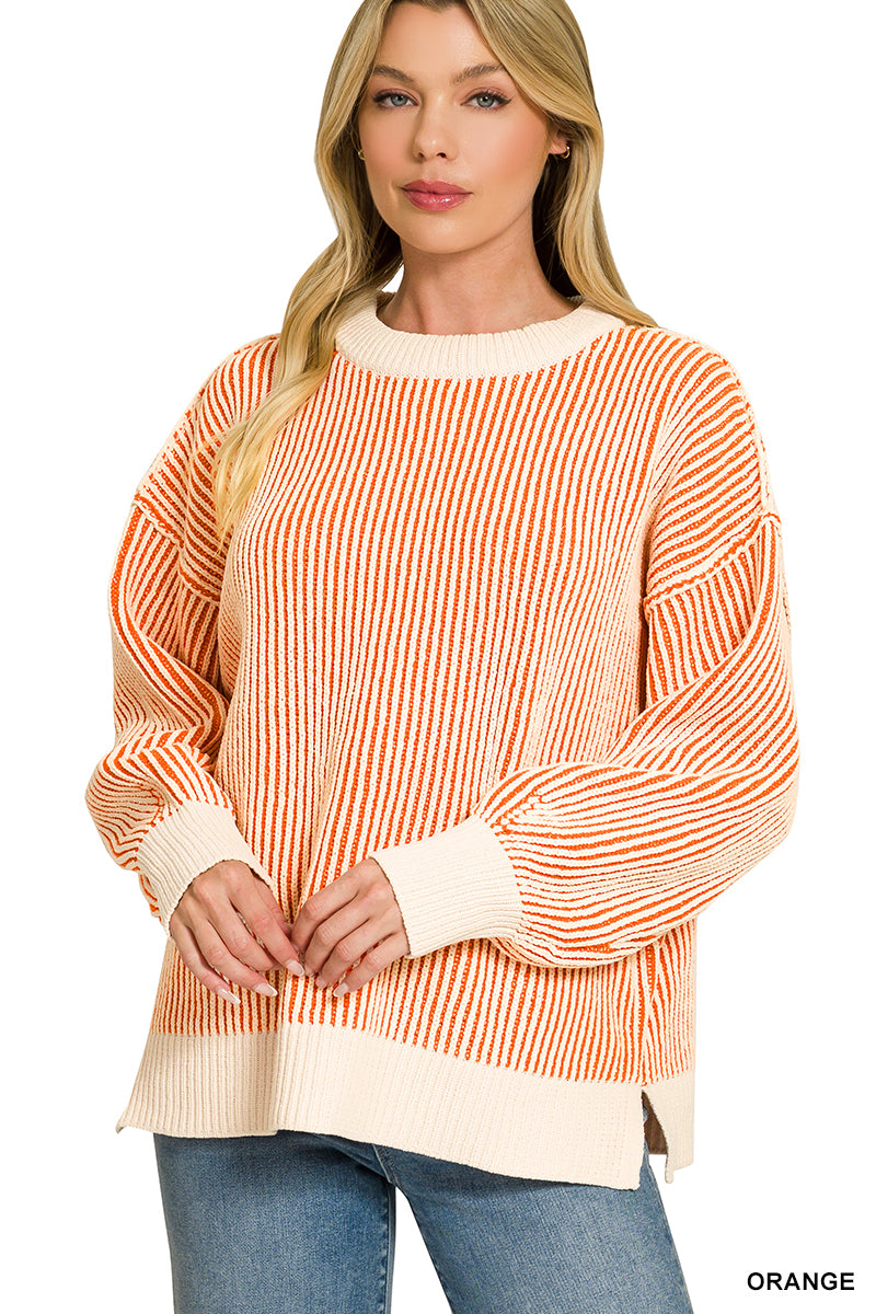 Two tone crewneck sweater