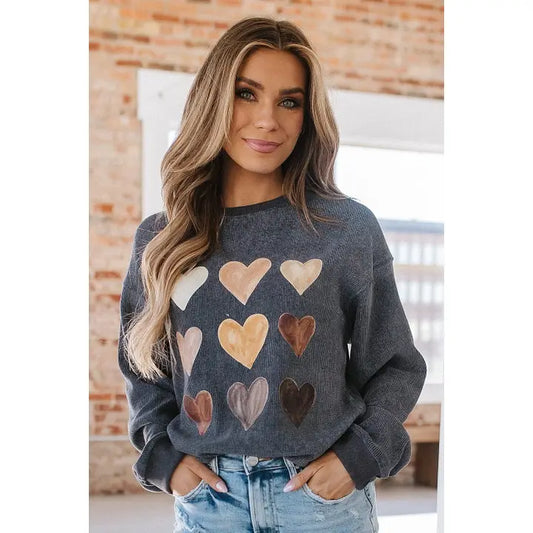 Carolyn Cord Heart Graphic Sweatshirt