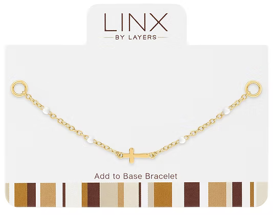 Gold Petite White Beaded Cross LINX Add-on