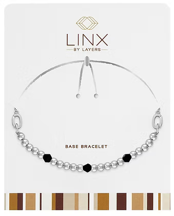 Silver Ball with Jet Black Facets LINX Base Bracelet