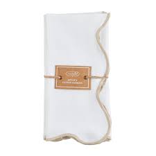 Mud Pie Taupe Scalloped Napkin Set