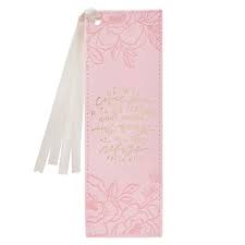 Under His Wings Pink Faux Leather Bookmark - Psalm 91:4