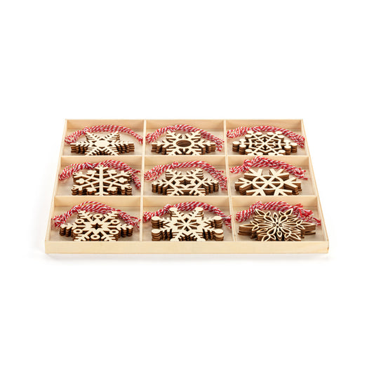 Wood Snowflake Ornament Set