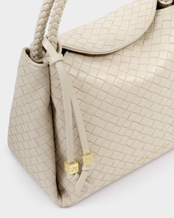Nova Woven Texture Top Handle Bag - Off White
