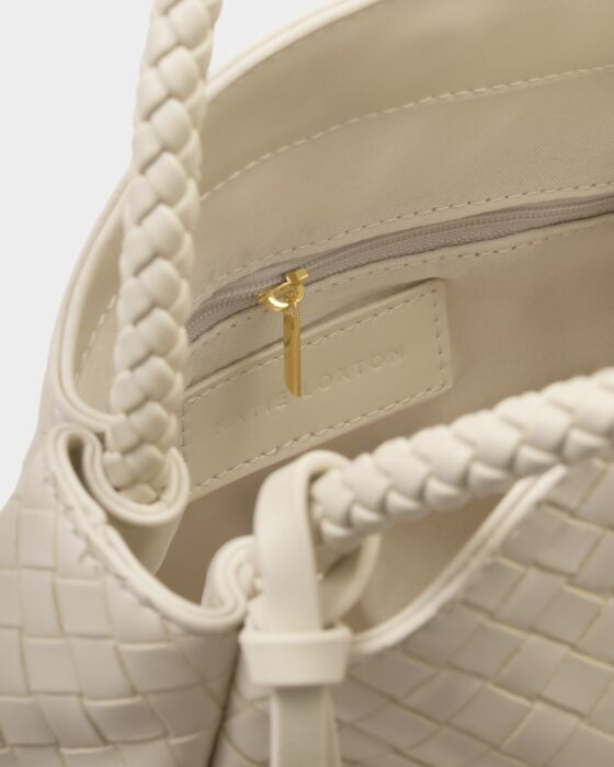 Nova Woven Texture Top Handle Bag - Off White