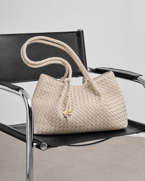 Nova Hand Woven Small Shoulder Tote - Oyster |