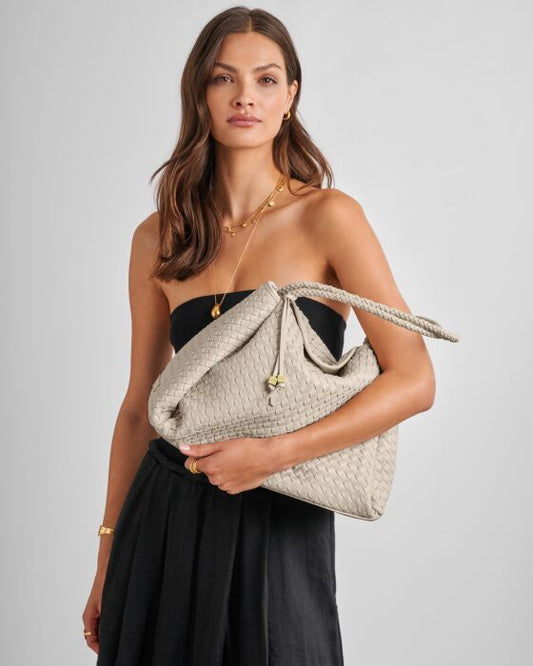 NOVA HAND WOVEN LARGE SHOULDER BAG | Oyster |