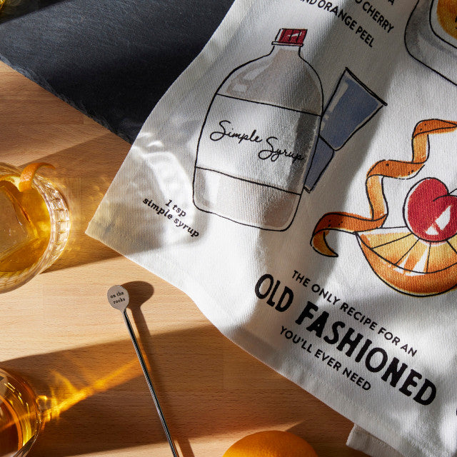 Old Fashioned Bar Towel & Stir Stick Set