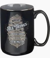 All Things Black and Silver Ceramic Coffee Mug - Philippians 4:13