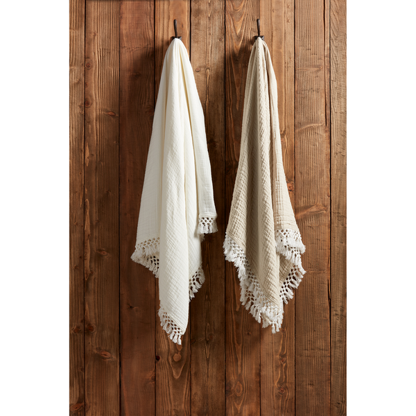 Macrame Throw Blanket with Monogram by Mud Pie
